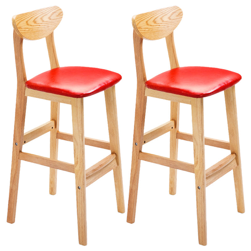 Scandinavian Counter Height Stools Living Room Barstools with Solid Wood Red Natural 2 Piece Set Clearhalo 'Bar Furniture' 'Bar Stools' 'bar_stools' 'furn' 'furn_bar_stools' 'furniture_bar_stools' 'Kitchen & Dining Furniture' 'kitchen&dining_furn' 'kitchen' 'kitchen_furn' Furniture' 4321973