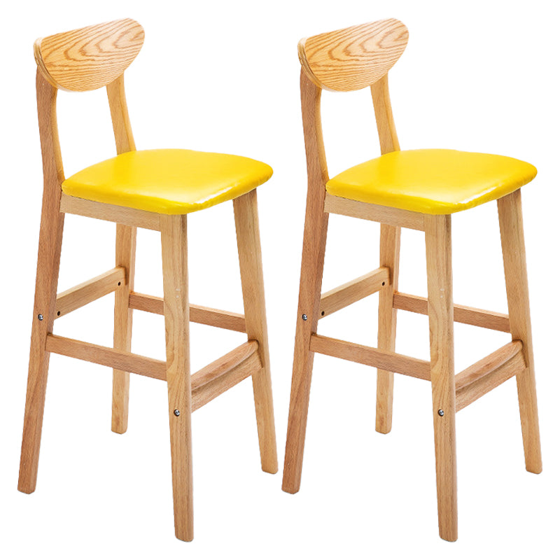 Scandinavian Counter Height Stools Living Room Barstools with Solid Wood Yellow Natural 2 Piece Set Clearhalo 'Bar Furniture' 'Bar Stools' 'bar_stools' 'furn' 'furn_bar_stools' 'furniture_bar_stools' 'Kitchen & Dining Furniture' 'kitchen&dining_furn' 'kitchen' 'kitchen_furn' Furniture' 4321977