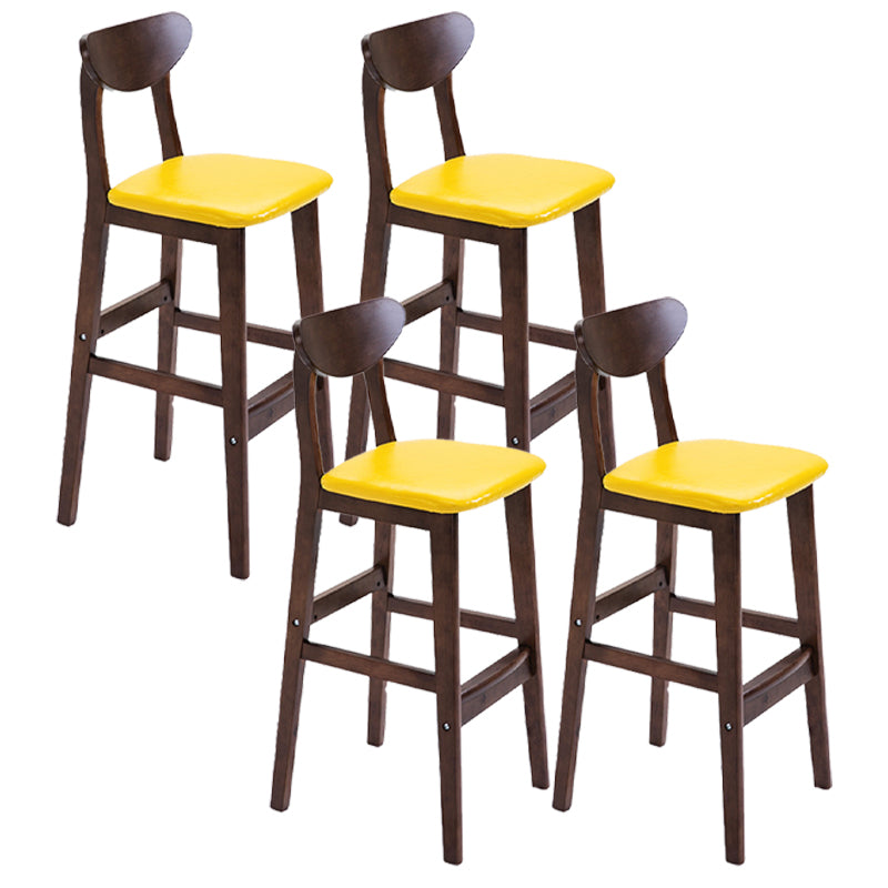 Scandinavian Counter Height Stools Living Room Barstools with Solid Wood Yellow Brown 4 Piece Set Clearhalo 'Bar Furniture' 'Bar Stools' 'bar_stools' 'furn' 'furn_bar_stools' 'furniture_bar_stools' 'Kitchen & Dining Furniture' 'kitchen&dining_furn' 'kitchen' 'kitchen_furn' Furniture' 4321983