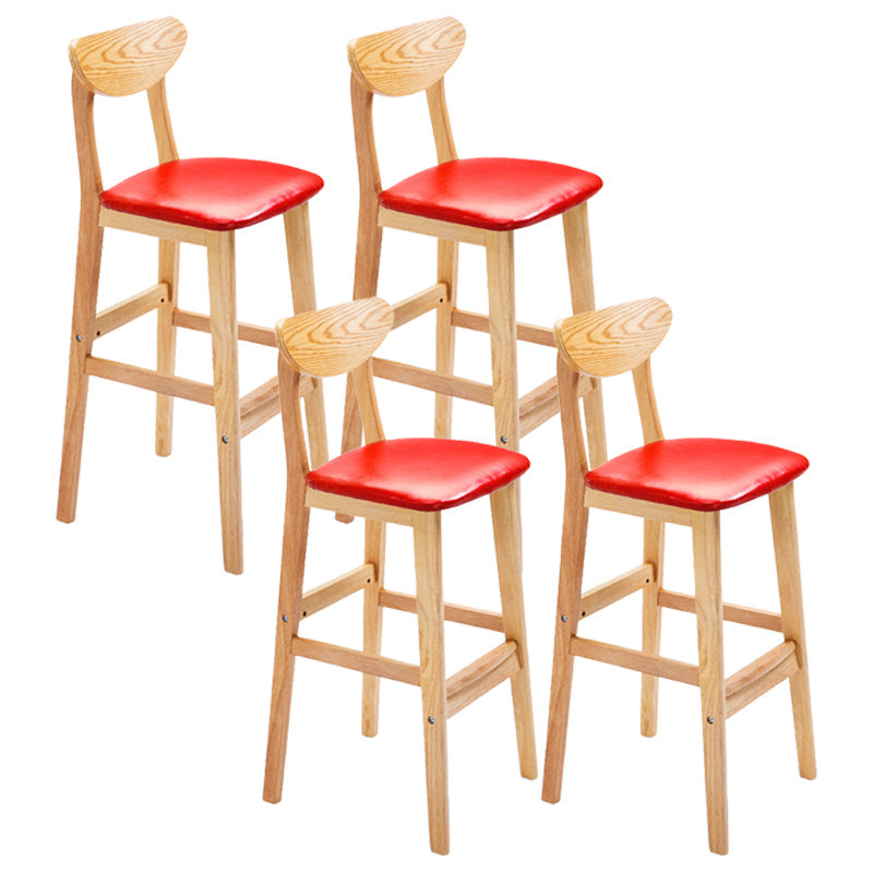 Scandinavian Counter Height Stools Living Room Barstools with Solid Wood Red Natural 4 Piece Set Clearhalo 'Bar Furniture' 'Bar Stools' 'bar_stools' 'furn' 'furn_bar_stools' 'furniture_bar_stools' 'Kitchen & Dining Furniture' 'kitchen&dining_furn' 'kitchen' 'kitchen_furn' Furniture' 4321985