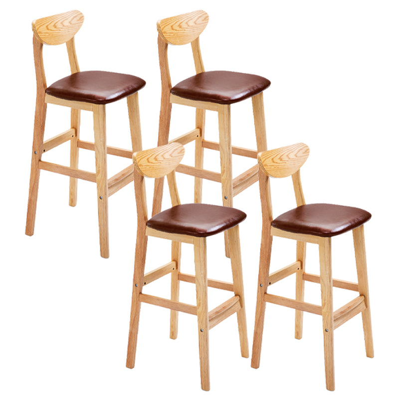 Scandinavian Counter Height Stools Living Room Barstools with Solid Wood Brown Natural 4 Piece Set Clearhalo 'Bar Furniture' 'Bar Stools' 'bar_stools' 'furn' 'furn_bar_stools' 'furniture_bar_stools' 'Kitchen & Dining Furniture' 'kitchen&dining_furn' 'kitchen' 'kitchen_furn' Furniture' 4321986