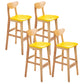 Scandinavian Counter Height Stools Living Room Barstools with Solid Wood Yellow Natural 4 Piece Set Clearhalo 'Bar Furniture' 'Bar Stools' 'bar_stools' 'furn' 'furn_bar_stools' 'furniture_bar_stools' 'Kitchen & Dining Furniture' 'kitchen&dining_furn' 'kitchen' 'kitchen_furn' Furniture' 4321989