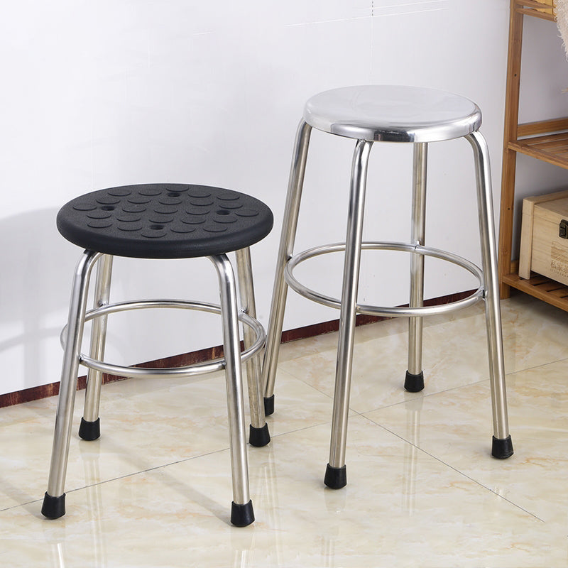 Modern Armless Backless Counter Stool Stainless Steel Laboratory Bar Stool with Pedal Clearhalo 'Bar Furniture' 'Bar Stools' 'bar_stools' 'furn' 'furn_bar_stools' 'furniture_bar_stools' 'Kitchen & Dining Furniture' 'kitchen&dining_furn' 'kitchen' 'kitchen_furn' Furniture' 4329332