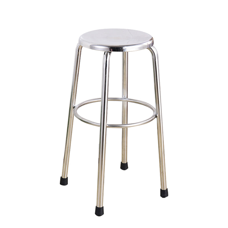 Modern Armless Backless Counter Stool Stainless Steel Laboratory Bar Stool with Pedal 1 Piece Counter Stool(26"H) Clearhalo 'Bar Furniture' 'Bar Stools' 'bar_stools' 'furn' 'furn_bar_stools' 'furniture_bar_stools' 'Kitchen & Dining Furniture' 'kitchen&dining_furn' 'kitchen' 'kitchen_furn' Furniture' 4329338
