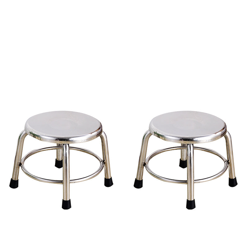 Modern Armless Backless Counter Stool Stainless Steel Laboratory Bar Stool with Pedal 2 Piece Set Short Stool(10"H) Clearhalo 'Bar Furniture' 'Bar Stools' 'bar_stools' 'furn' 'furn_bar_stools' 'furniture_bar_stools' 'Kitchen & Dining Furniture' 'kitchen&dining_furn' 'kitchen' 'kitchen_furn' Furniture' 4329342