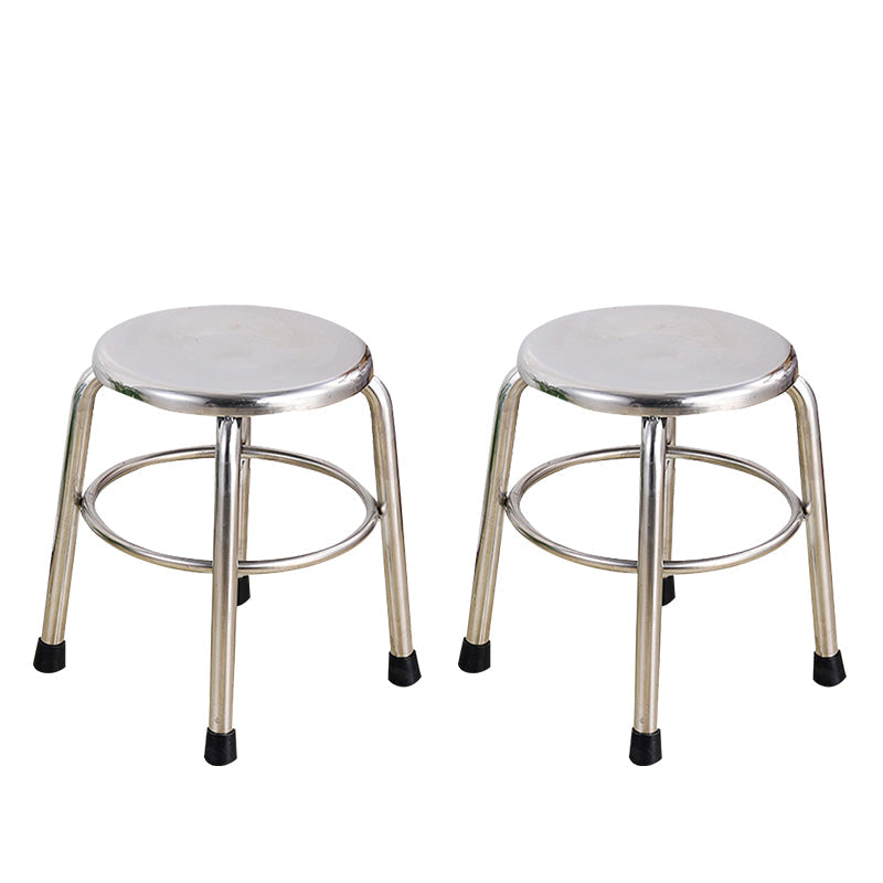 Modern Armless Backless Counter Stool Stainless Steel Laboratory Bar Stool with Pedal 2 Piece Set Short Stool(14"H) Clearhalo 'Bar Furniture' 'Bar Stools' 'bar_stools' 'furn' 'furn_bar_stools' 'furniture_bar_stools' 'Kitchen & Dining Furniture' 'kitchen&dining_furn' 'kitchen' 'kitchen_furn' Furniture' 4329344