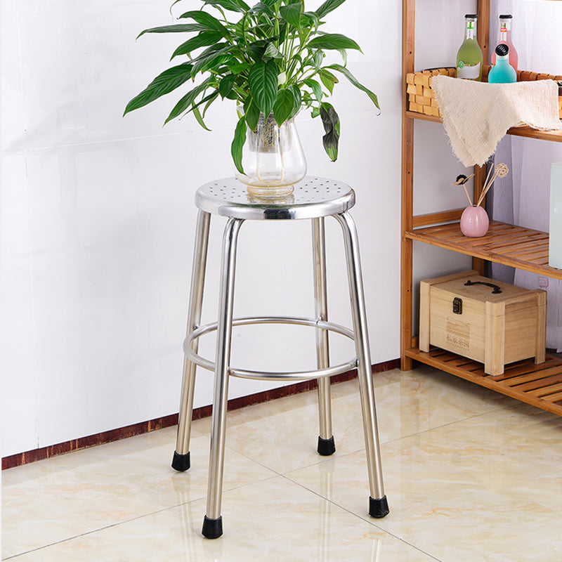 Modern Armless Backless Counter Stool Stainless Steel Laboratory Bar Stool with Pedal Clearhalo 'Bar Furniture' 'Bar Stools' 'bar_stools' 'furn' 'furn_bar_stools' 'furniture_bar_stools' 'Kitchen & Dining Furniture' 'kitchen&dining_furn' 'kitchen' 'kitchen_furn' Furniture' 4329345