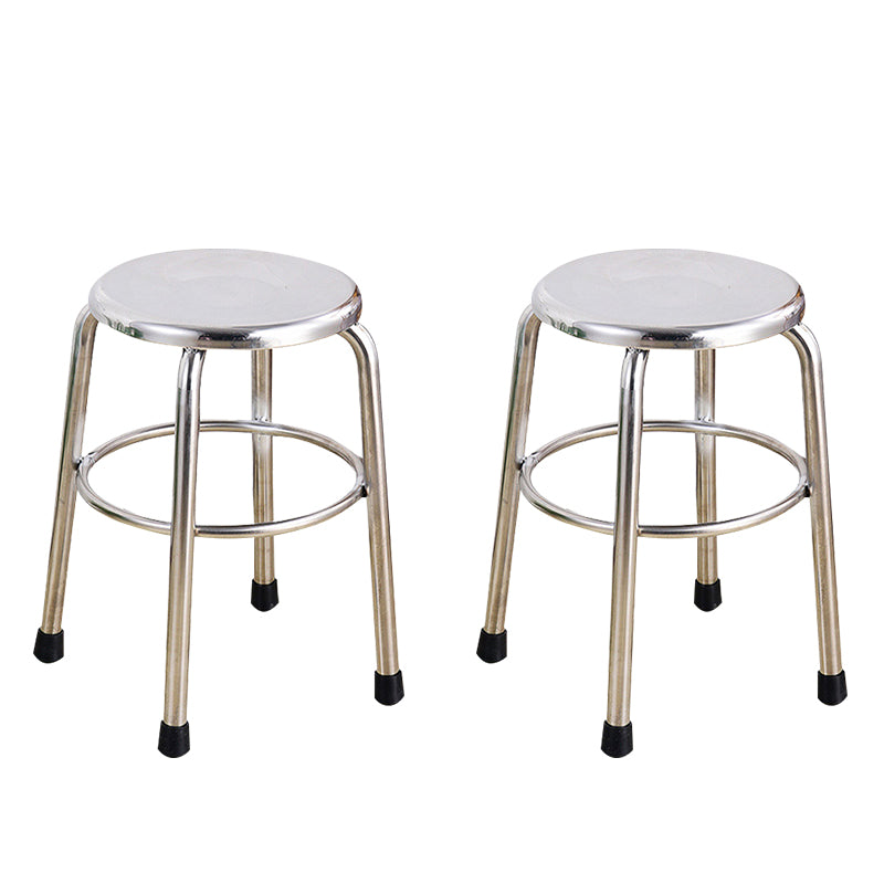 Modern Armless Backless Counter Stool Stainless Steel Laboratory Bar Stool with Pedal 2 Piece Set Clearhalo 'Bar Furniture' 'Bar Stools' 'bar_stools' 'furn' 'furn_bar_stools' 'furniture_bar_stools' 'Kitchen & Dining Furniture' 'kitchen&dining_furn' 'kitchen' 'kitchen_furn' Furniture' 4329347