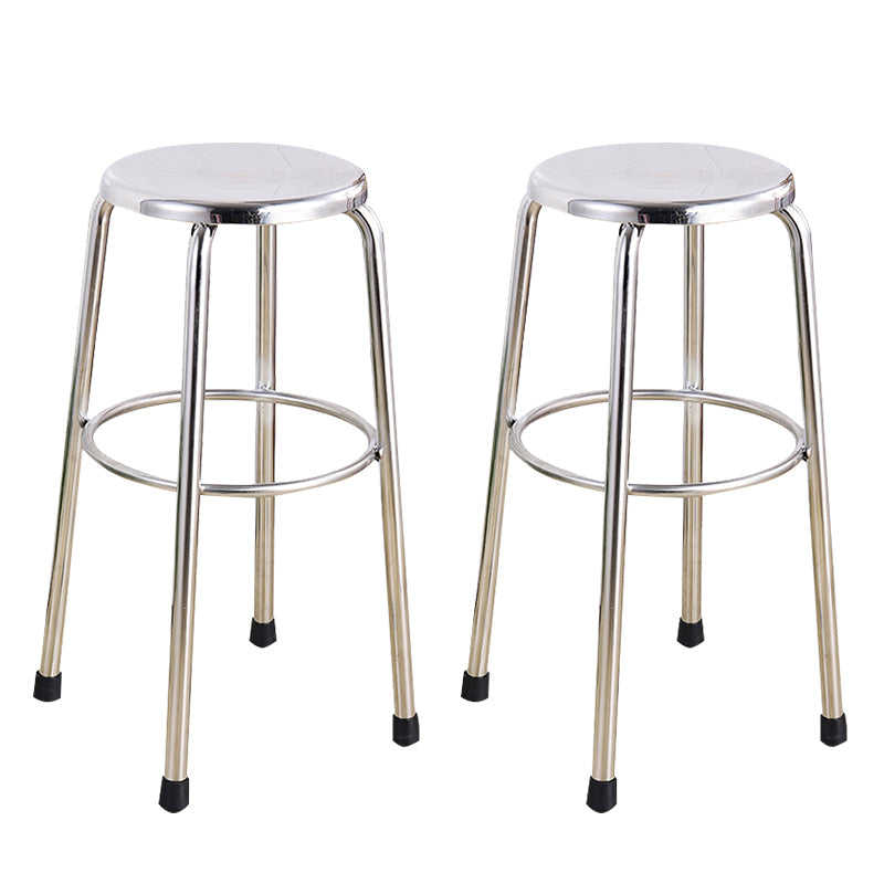 Modern Armless Backless Counter Stool Stainless Steel Laboratory Bar Stool with Pedal 2 Piece Set Counter Stool(26"H) Clearhalo 'Bar Furniture' 'Bar Stools' 'bar_stools' 'furn' 'furn_bar_stools' 'furniture_bar_stools' 'Kitchen & Dining Furniture' 'kitchen&dining_furn' 'kitchen' 'kitchen_furn' Furniture' 4329348