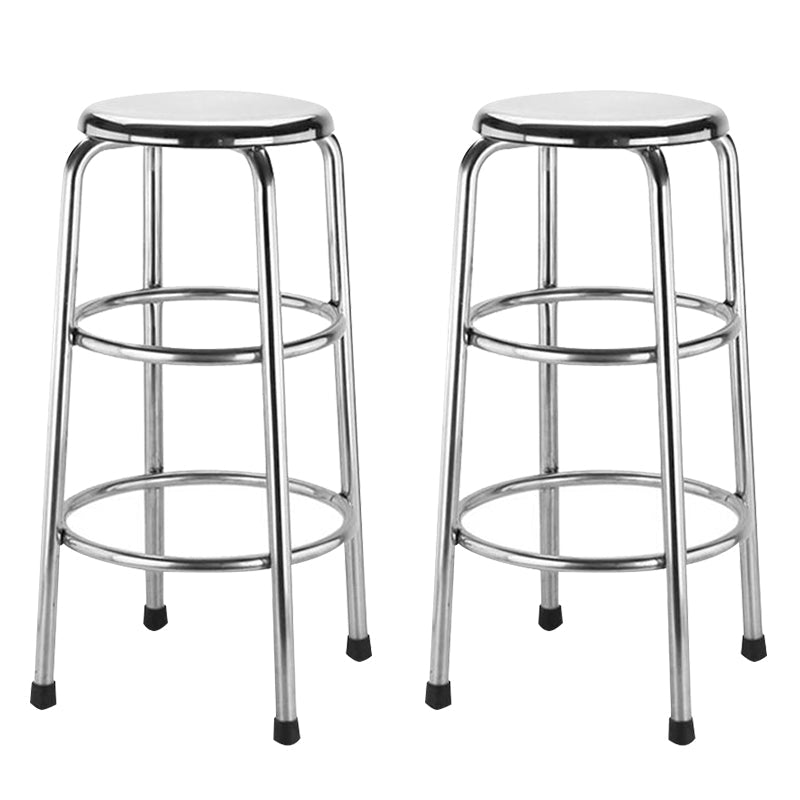 Modern Armless Backless Counter Stool Stainless Steel Laboratory Bar Stool with Pedal 2 Piece Set Clearhalo 'Bar Furniture' 'Bar Stools' 'bar_stools' 'furn' 'furn_bar_stools' 'furniture_bar_stools' 'Kitchen & Dining Furniture' 'kitchen&dining_furn' 'kitchen' 'kitchen_furn' Furniture' 4329349