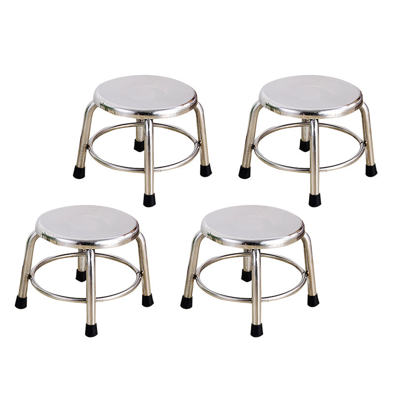 Modern Armless Backless Counter Stool Stainless Steel Laboratory Bar Stool with Pedal 4 Piece Set Short Stool(10"H) Clearhalo 'Bar Furniture' 'Bar Stools' 'bar_stools' 'furn' 'furn_bar_stools' 'furniture_bar_stools' 'Kitchen & Dining Furniture' 'kitchen&dining_furn' 'kitchen' 'kitchen_furn' Furniture' 4329350