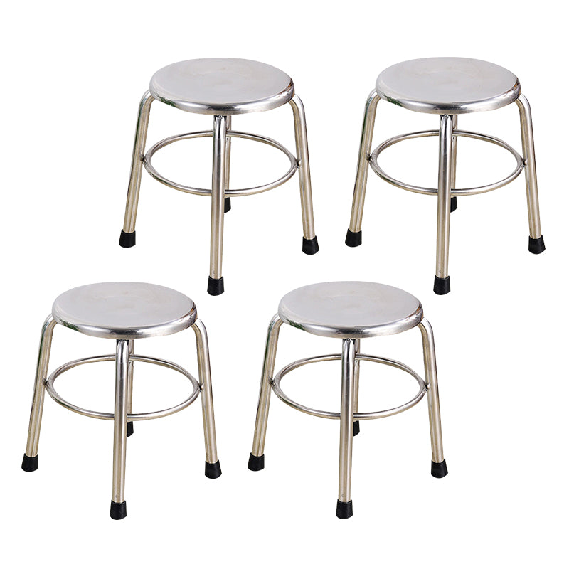 Modern Armless Backless Counter Stool Stainless Steel Laboratory Bar Stool with Pedal 4 Piece Set Short Stool(14"H) Clearhalo 'Bar Furniture' 'Bar Stools' 'bar_stools' 'furn' 'furn_bar_stools' 'furniture_bar_stools' 'Kitchen & Dining Furniture' 'kitchen&dining_furn' 'kitchen' 'kitchen_furn' Furniture' 4329351