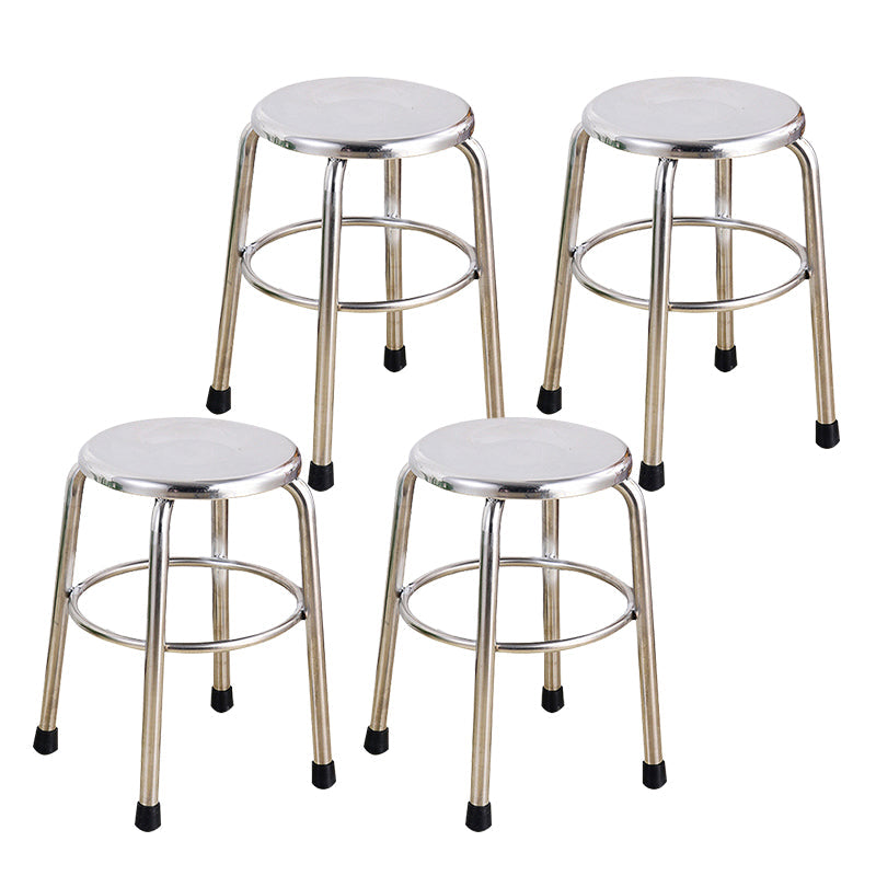 Modern Armless Backless Counter Stool Stainless Steel Laboratory Bar Stool with Pedal 4 Piece Set Clearhalo 'Bar Furniture' 'Bar Stools' 'bar_stools' 'furn' 'furn_bar_stools' 'furniture_bar_stools' 'Kitchen & Dining Furniture' 'kitchen&dining_furn' 'kitchen' 'kitchen_furn' Furniture' 4329352