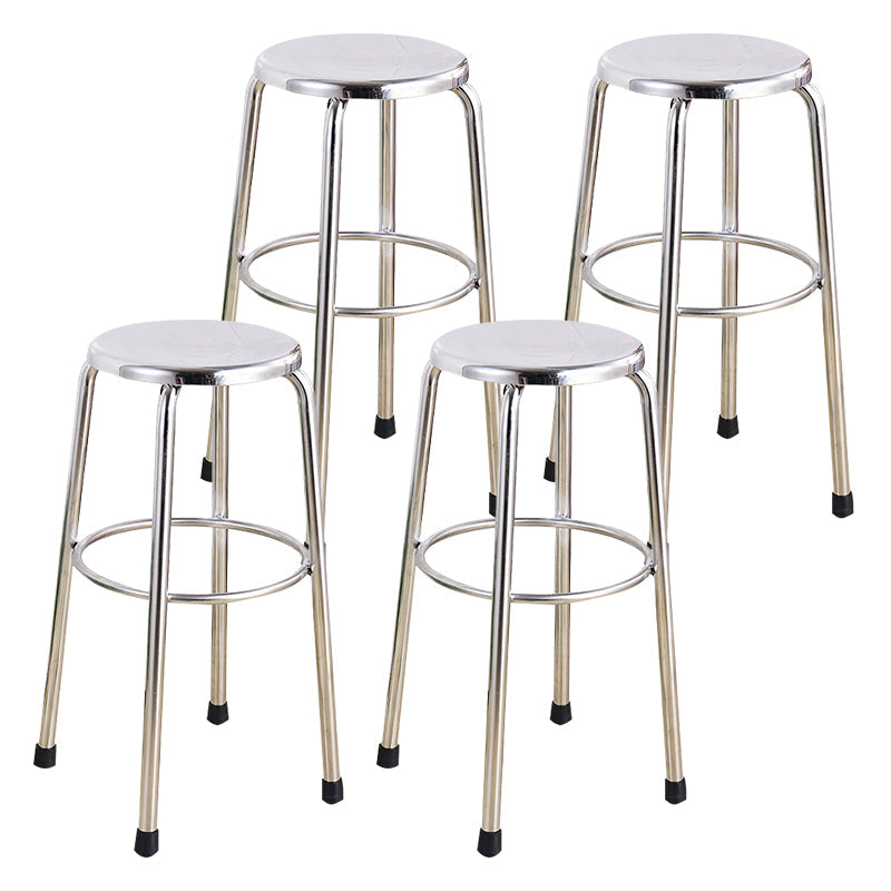 Modern Armless Backless Counter Stool Stainless Steel Laboratory Bar Stool with Pedal 4 Piece Set Counter Stool(26"H) Clearhalo 'Bar Furniture' 'Bar Stools' 'bar_stools' 'furn' 'furn_bar_stools' 'furniture_bar_stools' 'Kitchen & Dining Furniture' 'kitchen&dining_furn' 'kitchen' 'kitchen_furn' Furniture' 4329353