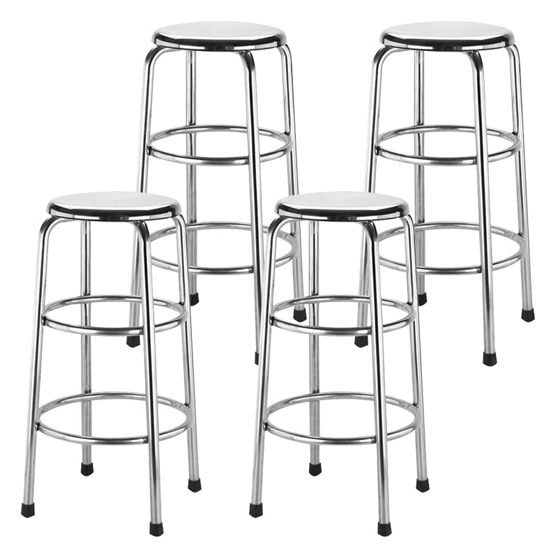 Modern Armless Backless Counter Stool Stainless Steel Laboratory Bar Stool with Pedal 4 Piece Set Clearhalo 'Bar Furniture' 'Bar Stools' 'bar_stools' 'furn' 'furn_bar_stools' 'furniture_bar_stools' 'Kitchen & Dining Furniture' 'kitchen&dining_furn' 'kitchen' 'kitchen_furn' Furniture' 4329354