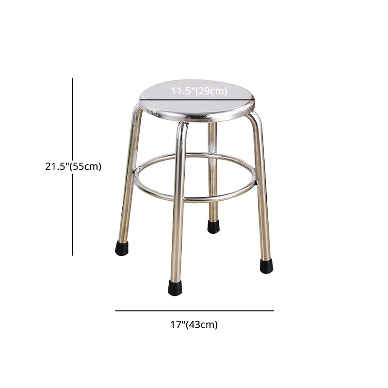 Modern Armless Backless Counter Stool Stainless Steel Laboratory Bar Stool with Pedal Clearhalo 'Bar Furniture' 'Bar Stools' 'bar_stools' 'furn' 'furn_bar_stools' 'furniture_bar_stools' 'Kitchen & Dining Furniture' 'kitchen&dining_furn' 'kitchen' 'kitchen_furn' Furniture' 4329358