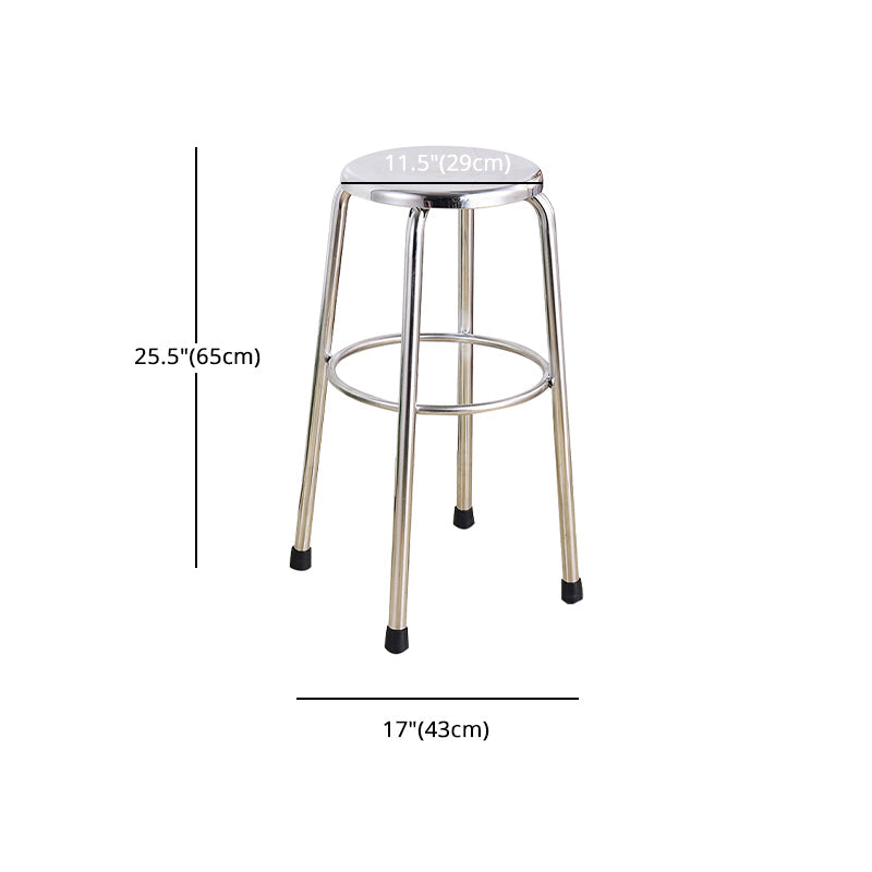 Modern Armless Backless Counter Stool Stainless Steel Laboratory Bar Stool with Pedal Clearhalo 'Bar Furniture' 'Bar Stools' 'bar_stools' 'furn' 'furn_bar_stools' 'furniture_bar_stools' 'Kitchen & Dining Furniture' 'kitchen&dining_furn' 'kitchen' 'kitchen_furn' Furniture' 4329359