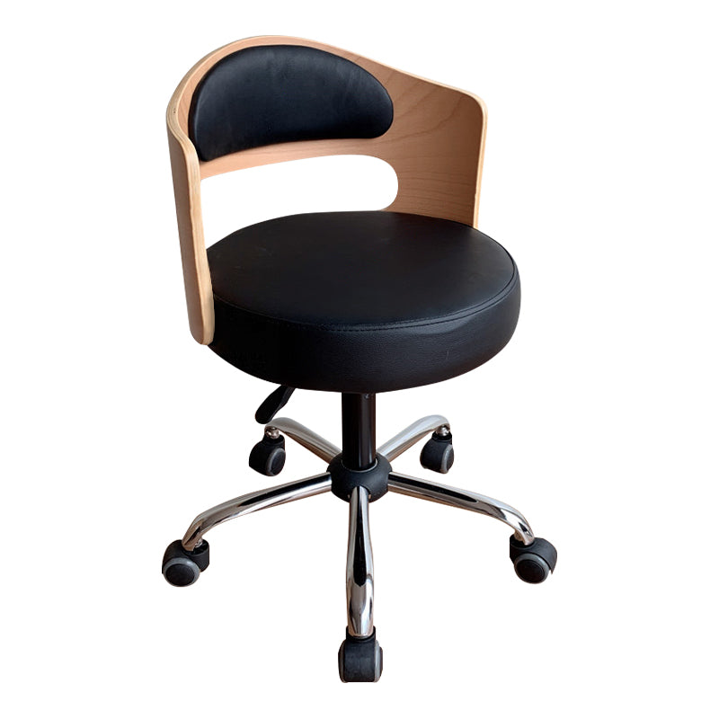 Modern Rotatable Backrest Counter Stool Steel Household Bar Stool with Pulley and Cushion Gloss Black 1 Piece Clearhalo 'Bar Furniture' 'Bar Stools' 'bar_stools' 'furn' 'furn_bar_stools' 'furniture_bar_stools' 'Kitchen & Dining Furniture' 'kitchen&dining_furn' 'kitchen' 'kitchen_furn' Furniture' 4329379