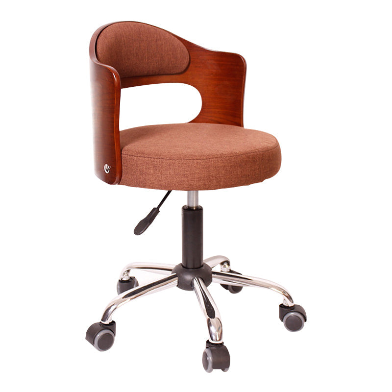 Modern Rotatable Backrest Counter Stool Steel Household Bar Stool with Pulley and Cushion Coffee 1 Piece Clearhalo 'Bar Furniture' 'Bar Stools' 'bar_stools' 'furn' 'furn_bar_stools' 'furniture_bar_stools' 'Kitchen & Dining Furniture' 'kitchen&dining_furn' 'kitchen' 'kitchen_furn' Furniture' 4329383