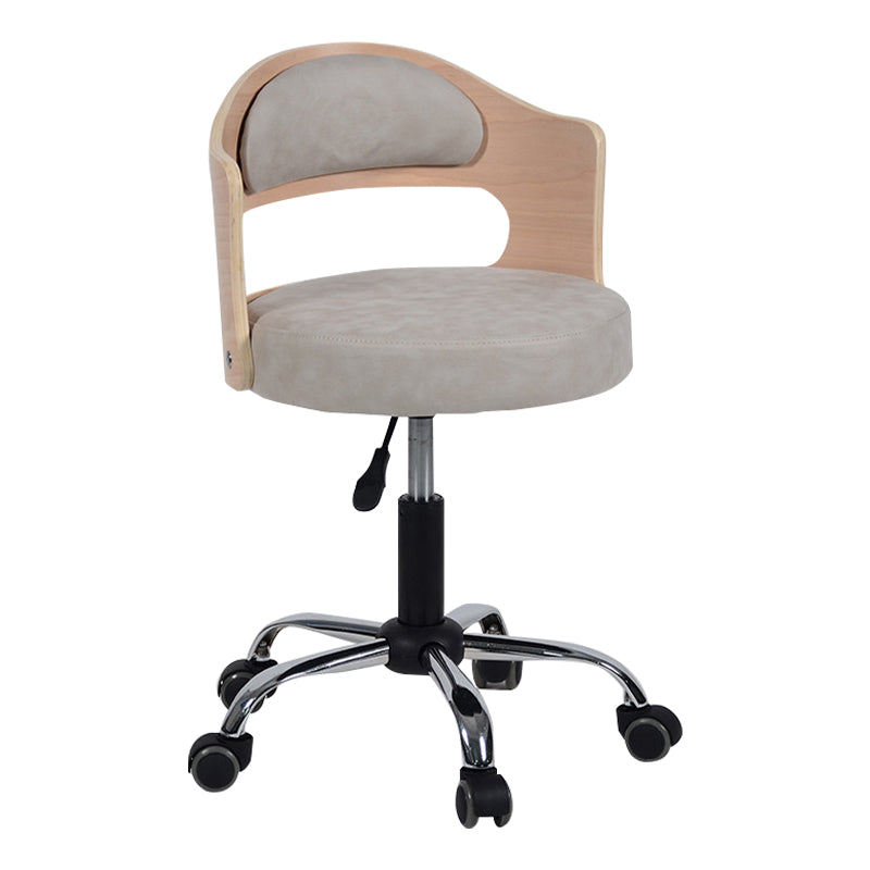 Modern Rotatable Backrest Counter Stool Steel Household Bar Stool with Pulley and Cushion Khaki 1 Piece Clearhalo 'Bar Furniture' 'Bar Stools' 'bar_stools' 'furn' 'furn_bar_stools' 'furniture_bar_stools' 'Kitchen & Dining Furniture' 'kitchen&dining_furn' 'kitchen' 'kitchen_furn' Furniture' 4329384