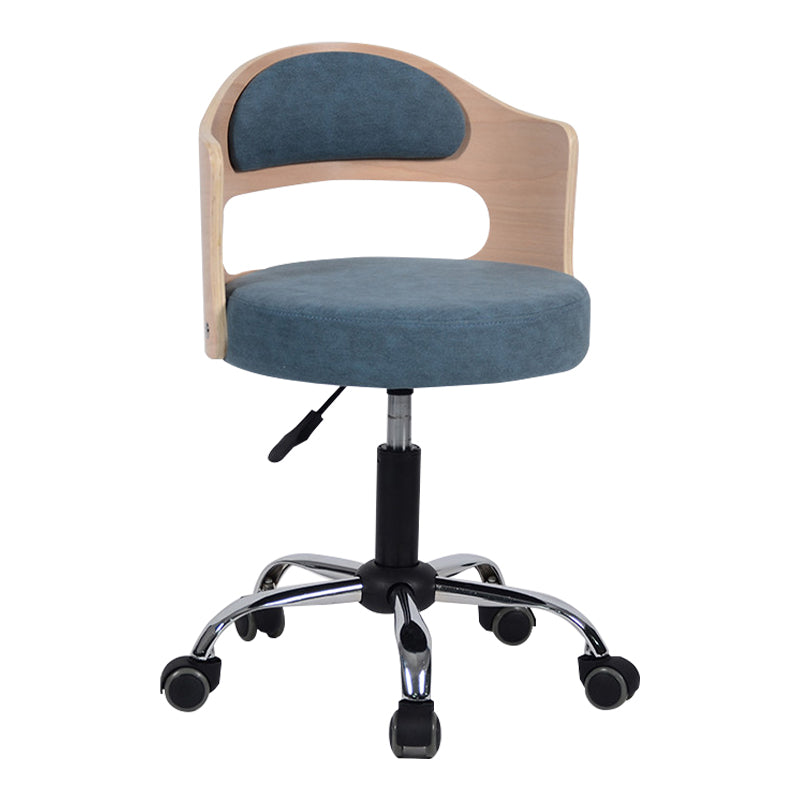 Modern Rotatable Backrest Counter Stool Steel Household Bar Stool with Pulley and Cushion Ocean Blue 1 Piece Clearhalo 'Bar Furniture' 'Bar Stools' 'bar_stools' 'furn' 'furn_bar_stools' 'furniture_bar_stools' 'Kitchen & Dining Furniture' 'kitchen&dining_furn' 'kitchen' 'kitchen_furn' Furniture' 4329387