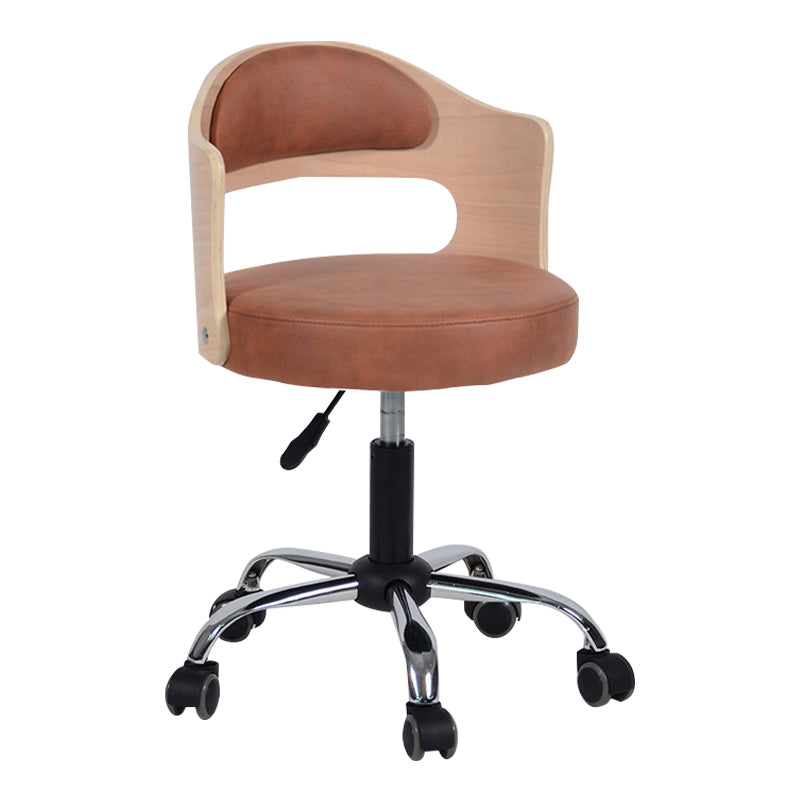 Modern Rotatable Backrest Counter Stool Steel Household Bar Stool with Pulley and Cushion Tan 1 Piece Clearhalo 'Bar Furniture' 'Bar Stools' 'bar_stools' 'furn' 'furn_bar_stools' 'furniture_bar_stools' 'Kitchen & Dining Furniture' 'kitchen&dining_furn' 'kitchen' 'kitchen_furn' Furniture' 4329392
