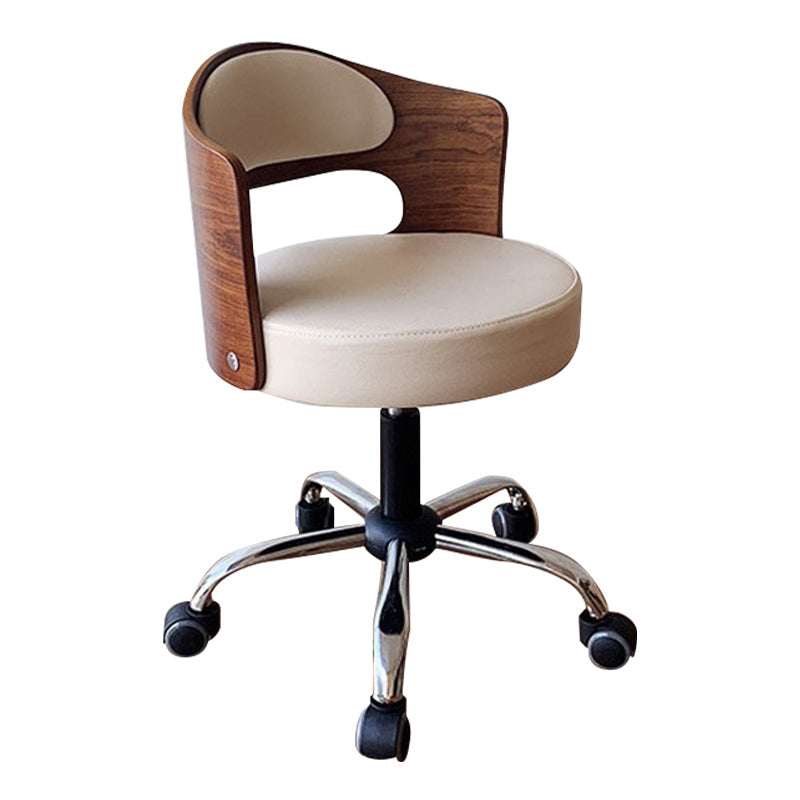 Modern Rotatable Backrest Counter Stool Steel Household Bar Stool with Pulley and Cushion Off-White 1 Piece Clearhalo 'Bar Furniture' 'Bar Stools' 'bar_stools' 'furn' 'furn_bar_stools' 'furniture_bar_stools' 'Kitchen & Dining Furniture' 'kitchen&dining_furn' 'kitchen' 'kitchen_furn' Furniture' 4329393