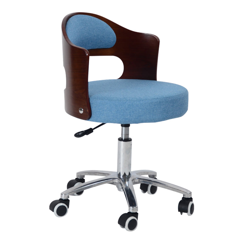 Modern Rotatable Backrest Counter Stool Steel Household Bar Stool with Pulley and Cushion Dark Blue 1 Piece Clearhalo 'Bar Furniture' 'Bar Stools' 'bar_stools' 'furn' 'furn_bar_stools' 'furniture_bar_stools' 'Kitchen & Dining Furniture' 'kitchen&dining_furn' 'kitchen' 'kitchen_furn' Furniture' 4329394
