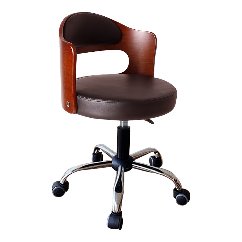 Modern Rotatable Backrest Counter Stool Steel Household Bar Stool with Pulley and Cushion Matte Black 1 Piece Clearhalo 'Bar Furniture' 'Bar Stools' 'bar_stools' 'furn' 'furn_bar_stools' 'furniture_bar_stools' 'Kitchen & Dining Furniture' 'kitchen&dining_furn' 'kitchen' 'kitchen_furn' Furniture' 4329396