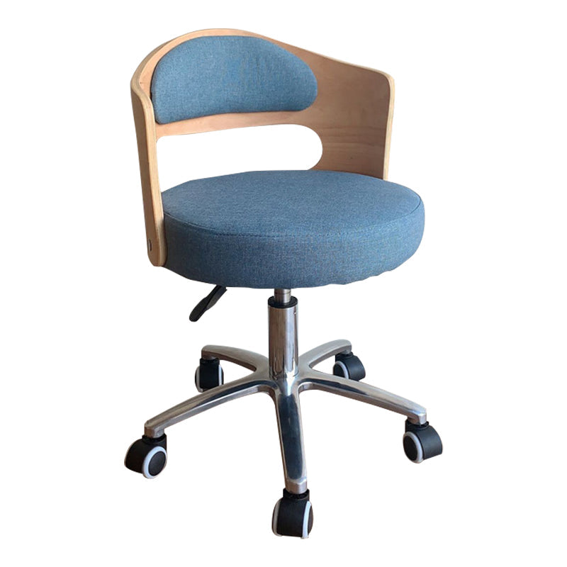 Modern Rotatable Backrest Counter Stool Steel Household Bar Stool with Pulley and Cushion Light Blue 1 Piece Clearhalo 'Bar Furniture' 'Bar Stools' 'bar_stools' 'furn' 'furn_bar_stools' 'furniture_bar_stools' 'Kitchen & Dining Furniture' 'kitchen&dining_furn' 'kitchen' 'kitchen_furn' Furniture' 4329397