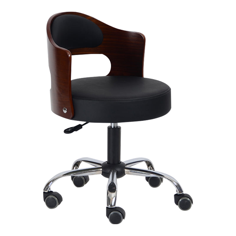 Modern Rotatable Backrest Counter Stool Steel Household Bar Stool with Pulley and Cushion Black 1 Piece Clearhalo 'Bar Furniture' 'Bar Stools' 'bar_stools' 'furn' 'furn_bar_stools' 'furniture_bar_stools' 'Kitchen & Dining Furniture' 'kitchen&dining_furn' 'kitchen' 'kitchen_furn' Furniture' 4329398