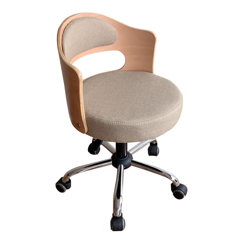 Modern Rotatable Backrest Counter Stool Steel Household Bar Stool with Pulley and Cushion Light Coffee 1 Piece Clearhalo 'Bar Furniture' 'Bar Stools' 'bar_stools' 'furn' 'furn_bar_stools' 'furniture_bar_stools' 'Kitchen & Dining Furniture' 'kitchen&dining_furn' 'kitchen' 'kitchen_furn' Furniture' 4329399