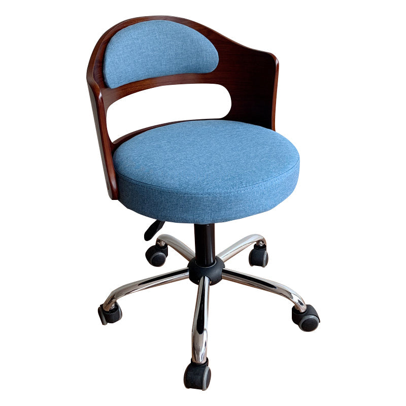 Modern Rotatable Backrest Counter Stool Steel Household Bar Stool with Pulley and Cushion Blue 1 Piece Clearhalo 'Bar Furniture' 'Bar Stools' 'bar_stools' 'furn' 'furn_bar_stools' 'furniture_bar_stools' 'Kitchen & Dining Furniture' 'kitchen&dining_furn' 'kitchen' 'kitchen_furn' Furniture' 4329401