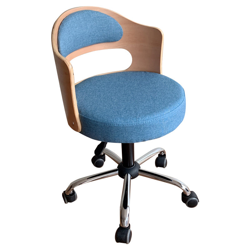 Modern Rotatable Backrest Counter Stool Steel Household Bar Stool with Pulley and Cushion Sky Blue 1 Piece Clearhalo 'Bar Furniture' 'Bar Stools' 'bar_stools' 'furn' 'furn_bar_stools' 'furniture_bar_stools' 'Kitchen & Dining Furniture' 'kitchen&dining_furn' 'kitchen' 'kitchen_furn' Furniture' 4329402