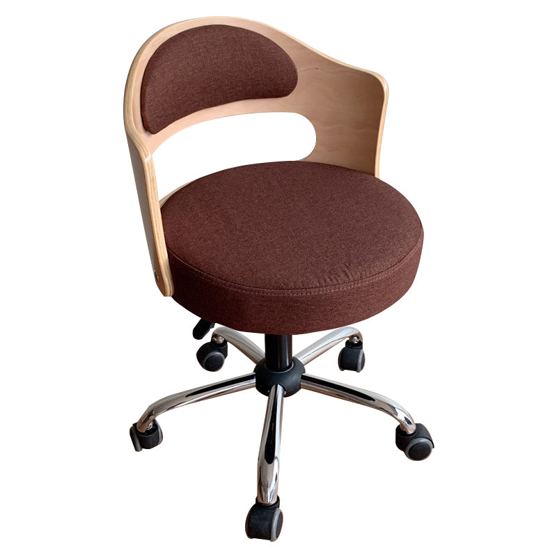 Modern Rotatable Backrest Counter Stool Steel Household Bar Stool with Pulley and Cushion Dark Coffee 1 Piece Clearhalo 'Bar Furniture' 'Bar Stools' 'bar_stools' 'furn' 'furn_bar_stools' 'furniture_bar_stools' 'Kitchen & Dining Furniture' 'kitchen&dining_furn' 'kitchen' 'kitchen_furn' Furniture' 4329403