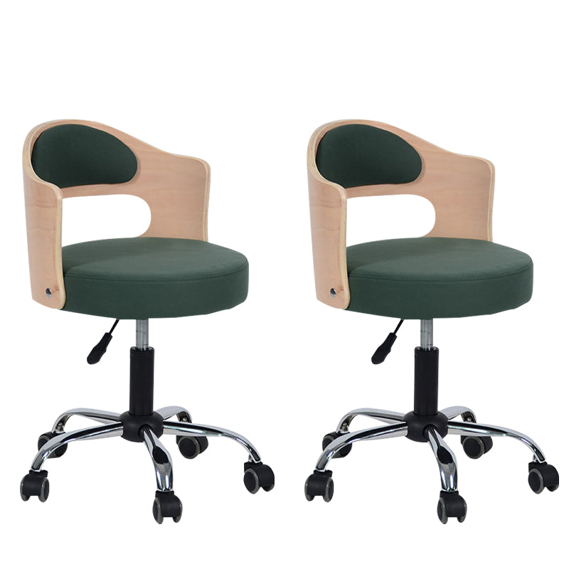 Modern Rotatable Backrest Counter Stool Steel Household Bar Stool with Pulley and Cushion Blackish Green 2 Piece Set Clearhalo 'Bar Furniture' 'Bar Stools' 'bar_stools' 'furn' 'furn_bar_stools' 'furniture_bar_stools' 'Kitchen & Dining Furniture' 'kitchen&dining_furn' 'kitchen' 'kitchen_furn' Furniture' 4329404