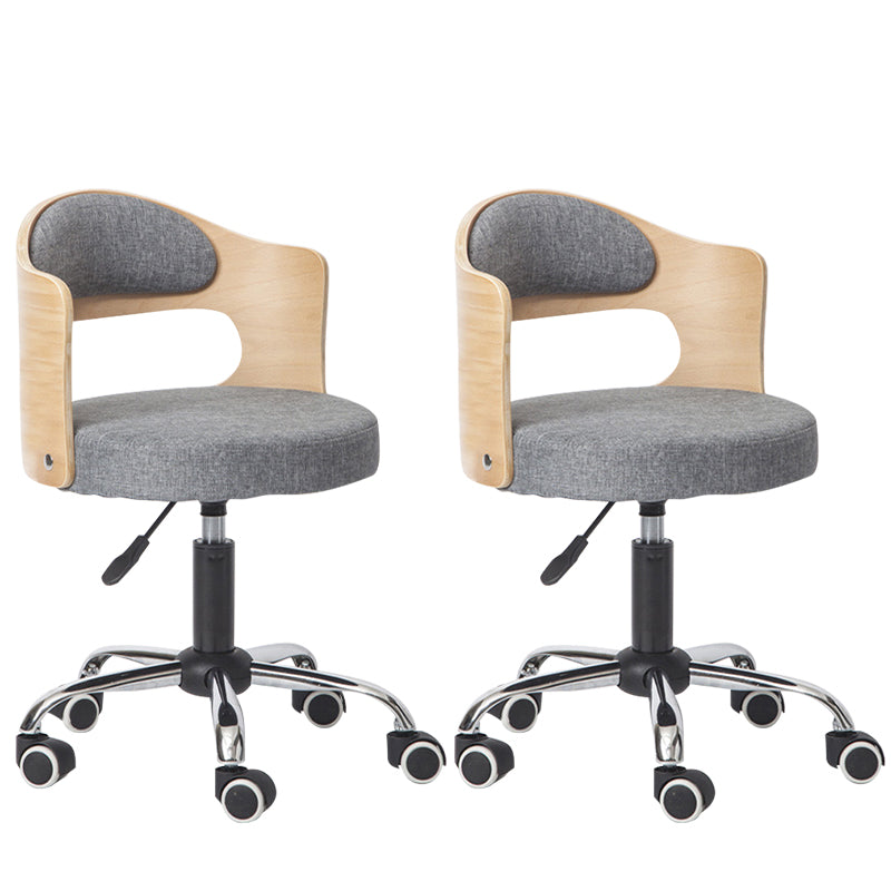 Modern Rotatable Backrest Counter Stool Steel Household Bar Stool with Pulley and Cushion Grey 2 Piece Set Clearhalo 'Bar Furniture' 'Bar Stools' 'bar_stools' 'furn' 'furn_bar_stools' 'furniture_bar_stools' 'Kitchen & Dining Furniture' 'kitchen&dining_furn' 'kitchen' 'kitchen_furn' Furniture' 4329405