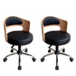 Modern Rotatable Backrest Counter Stool Steel Household Bar Stool with Pulley and Cushion Gloss Black 2 Piece Set Clearhalo 'Bar Furniture' 'Bar Stools' 'bar_stools' 'furn' 'furn_bar_stools' 'furniture_bar_stools' 'Kitchen & Dining Furniture' 'kitchen&dining_furn' 'kitchen' 'kitchen_furn' Furniture' 4329406