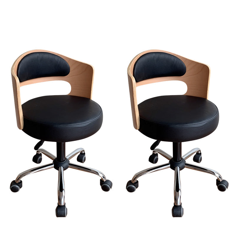 Modern Rotatable Backrest Counter Stool Steel Household Bar Stool with Pulley and Cushion Gloss Black 2 Piece Set Clearhalo 'Bar Furniture' 'Bar Stools' 'bar_stools' 'furn' 'furn_bar_stools' 'furniture_bar_stools' 'Kitchen & Dining Furniture' 'kitchen&dining_furn' 'kitchen' 'kitchen_furn' Furniture' 4329406