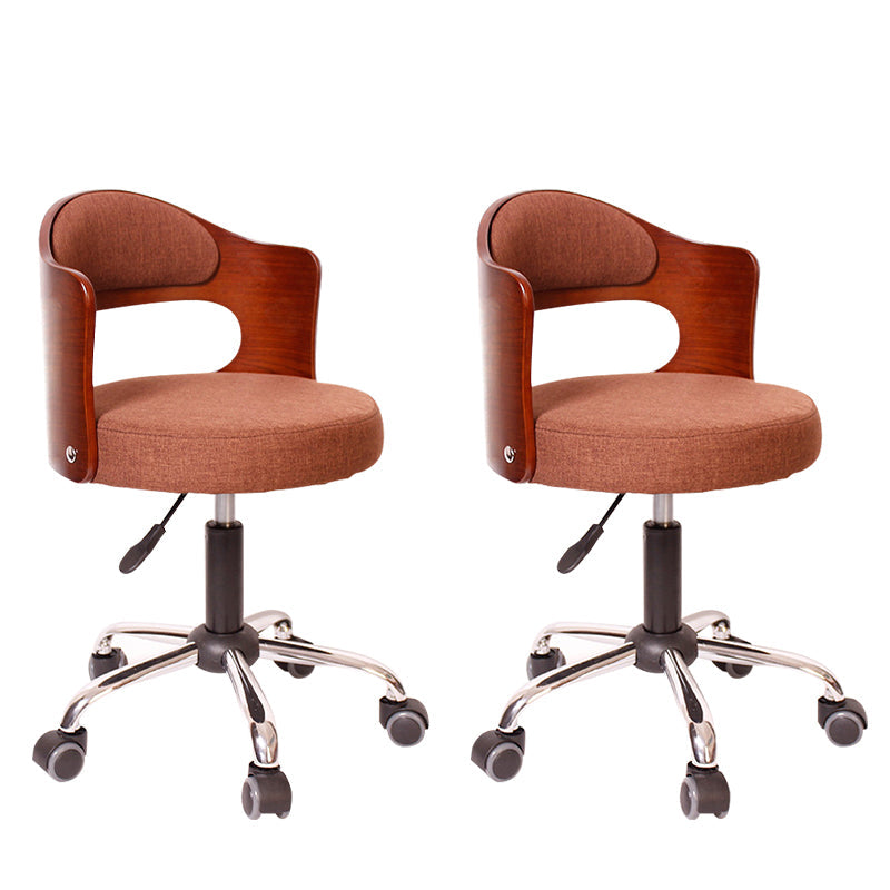 Modern Rotatable Backrest Counter Stool Steel Household Bar Stool with Pulley and Cushion Coffee 2 Piece Set Clearhalo 'Bar Furniture' 'Bar Stools' 'bar_stools' 'furn' 'furn_bar_stools' 'furniture_bar_stools' 'Kitchen & Dining Furniture' 'kitchen&dining_furn' 'kitchen' 'kitchen_furn' Furniture' 4329408