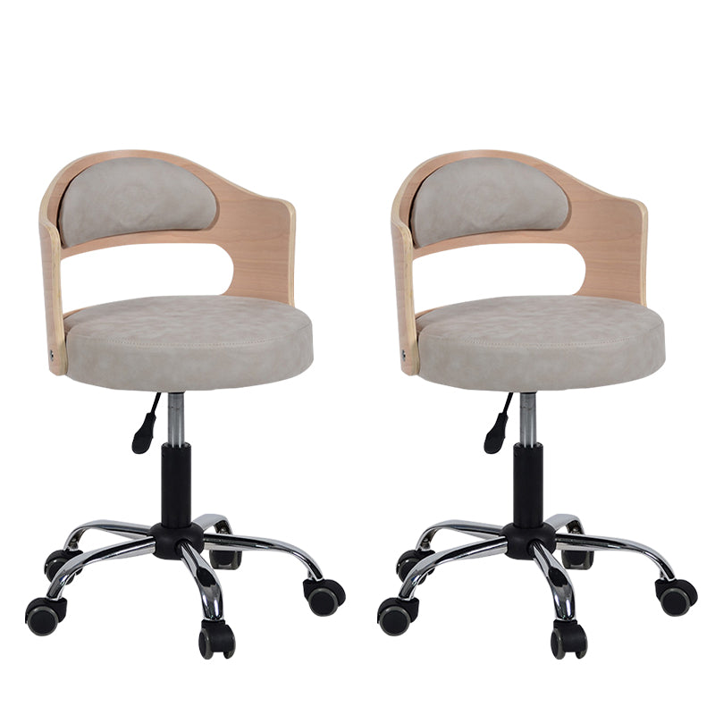 Modern Rotatable Backrest Counter Stool Steel Household Bar Stool with Pulley and Cushion Khaki 2 Piece Set Clearhalo 'Bar Furniture' 'Bar Stools' 'bar_stools' 'furn' 'furn_bar_stools' 'furniture_bar_stools' 'Kitchen & Dining Furniture' 'kitchen&dining_furn' 'kitchen' 'kitchen_furn' Furniture' 4329409