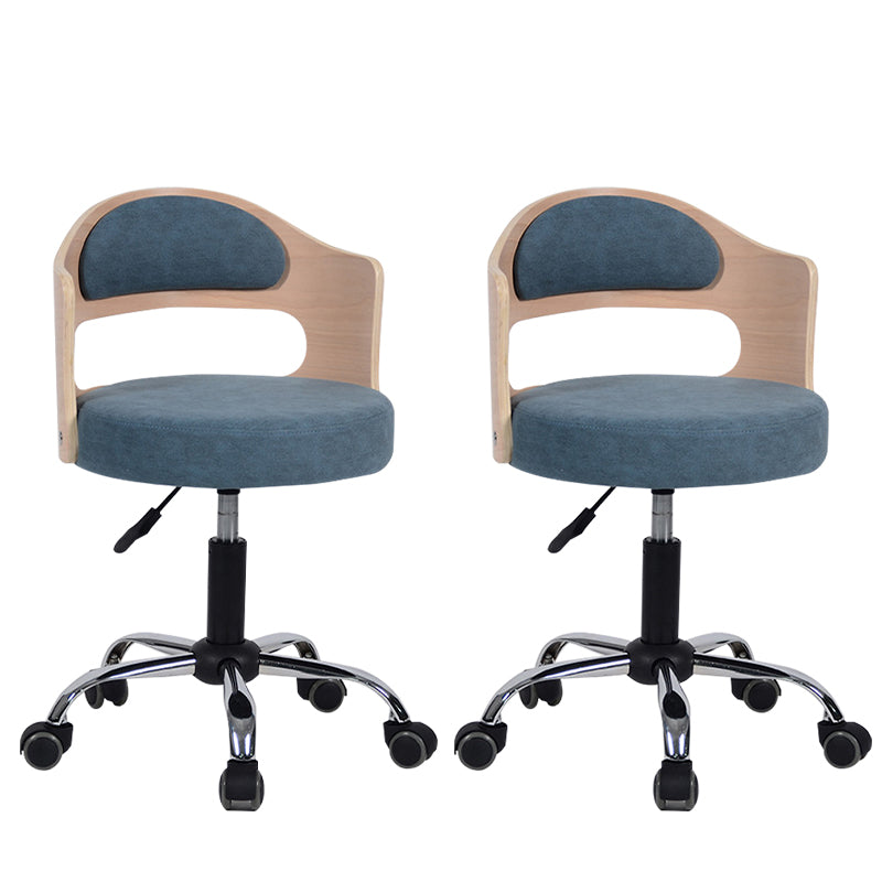 Modern Rotatable Backrest Counter Stool Steel Household Bar Stool with Pulley and Cushion Ocean Blue 2 Piece Set Clearhalo 'Bar Furniture' 'Bar Stools' 'bar_stools' 'furn' 'furn_bar_stools' 'furniture_bar_stools' 'Kitchen & Dining Furniture' 'kitchen&dining_furn' 'kitchen' 'kitchen_furn' Furniture' 4329410