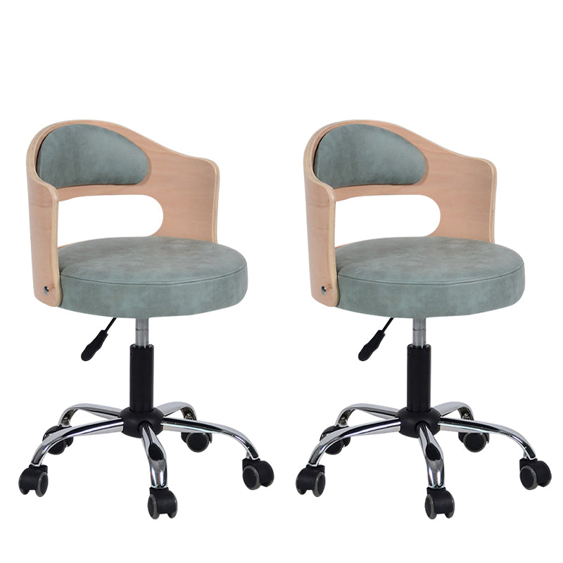 Modern Rotatable Backrest Counter Stool Steel Household Bar Stool with Pulley and Cushion Turquoise 2 Piece Set Clearhalo 'Bar Furniture' 'Bar Stools' 'bar_stools' 'furn' 'furn_bar_stools' 'furniture_bar_stools' 'Kitchen & Dining Furniture' 'kitchen&dining_furn' 'kitchen' 'kitchen_furn' Furniture' 4329412