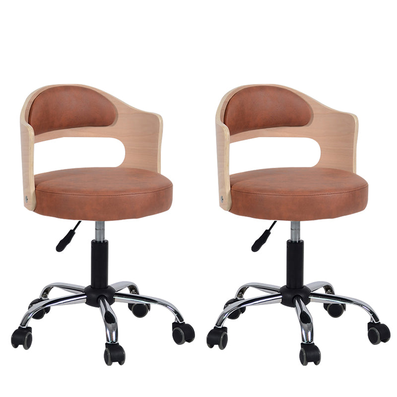 Modern Rotatable Backrest Counter Stool Steel Household Bar Stool with Pulley and Cushion Tan 2 Piece Set Clearhalo 'Bar Furniture' 'Bar Stools' 'bar_stools' 'furn' 'furn_bar_stools' 'furniture_bar_stools' 'Kitchen & Dining Furniture' 'kitchen&dining_furn' 'kitchen' 'kitchen_furn' Furniture' 4329413
