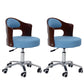 Modern Rotatable Backrest Counter Stool Steel Household Bar Stool with Pulley and Cushion Dark Blue 2 Piece Set Clearhalo 'Bar Furniture' 'Bar Stools' 'bar_stools' 'furn' 'furn_bar_stools' 'furniture_bar_stools' 'Kitchen & Dining Furniture' 'kitchen&dining_furn' 'kitchen' 'kitchen_furn' Furniture' 4329415