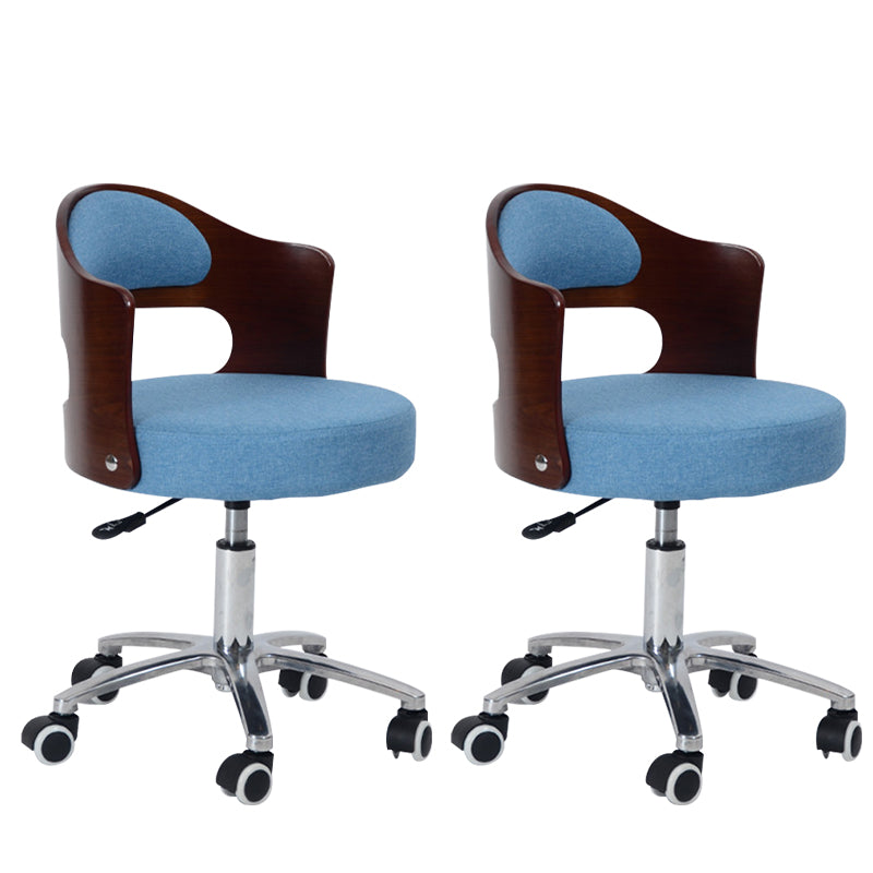 Modern Rotatable Backrest Counter Stool Steel Household Bar Stool with Pulley and Cushion Dark Blue 2 Piece Set Clearhalo 'Bar Furniture' 'Bar Stools' 'bar_stools' 'furn' 'furn_bar_stools' 'furniture_bar_stools' 'Kitchen & Dining Furniture' 'kitchen&dining_furn' 'kitchen' 'kitchen_furn' Furniture' 4329415