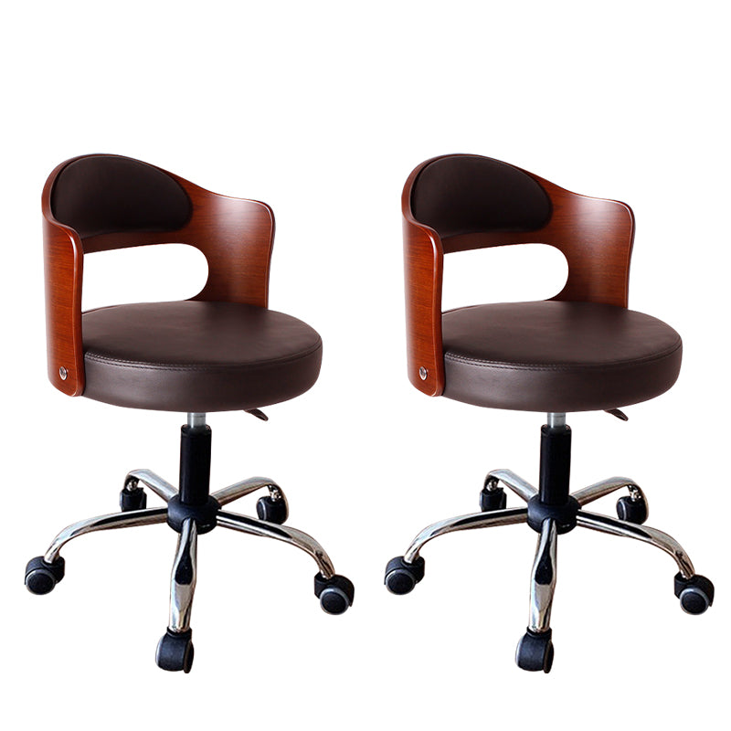 Modern Rotatable Backrest Counter Stool Steel Household Bar Stool with Pulley and Cushion Matte Black 2 Piece Set Clearhalo 'Bar Furniture' 'Bar Stools' 'bar_stools' 'furn' 'furn_bar_stools' 'furniture_bar_stools' 'Kitchen & Dining Furniture' 'kitchen&dining_furn' 'kitchen' 'kitchen_furn' Furniture' 4329417