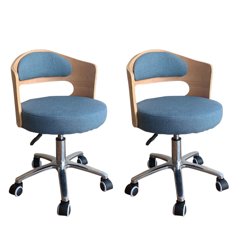 Modern Rotatable Backrest Counter Stool Steel Household Bar Stool with Pulley and Cushion Light Blue 2 Piece Set Clearhalo 'Bar Furniture' 'Bar Stools' 'bar_stools' 'furn' 'furn_bar_stools' 'furniture_bar_stools' 'Kitchen & Dining Furniture' 'kitchen&dining_furn' 'kitchen' 'kitchen_furn' Furniture' 4329418