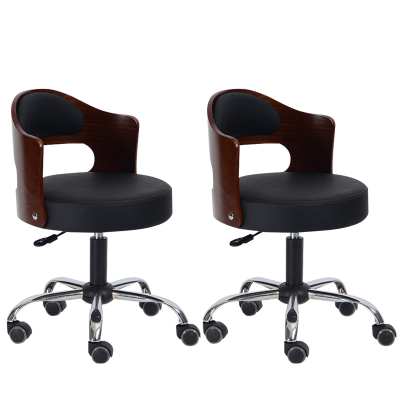 Modern Rotatable Backrest Counter Stool Steel Household Bar Stool with Pulley and Cushion Black 2 Piece Set Clearhalo 'Bar Furniture' 'Bar Stools' 'bar_stools' 'furn' 'furn_bar_stools' 'furniture_bar_stools' 'Kitchen & Dining Furniture' 'kitchen&dining_furn' 'kitchen' 'kitchen_furn' Furniture' 4329419