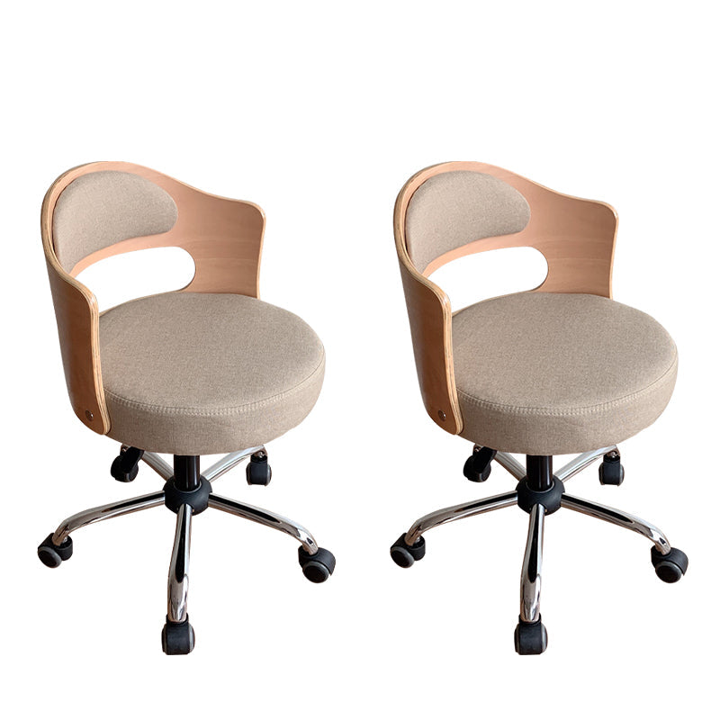 Modern Rotatable Backrest Counter Stool Steel Household Bar Stool with Pulley and Cushion Light Coffee 2 Piece Set Clearhalo 'Bar Furniture' 'Bar Stools' 'bar_stools' 'furn' 'furn_bar_stools' 'furniture_bar_stools' 'Kitchen & Dining Furniture' 'kitchen&dining_furn' 'kitchen' 'kitchen_furn' Furniture' 4329420